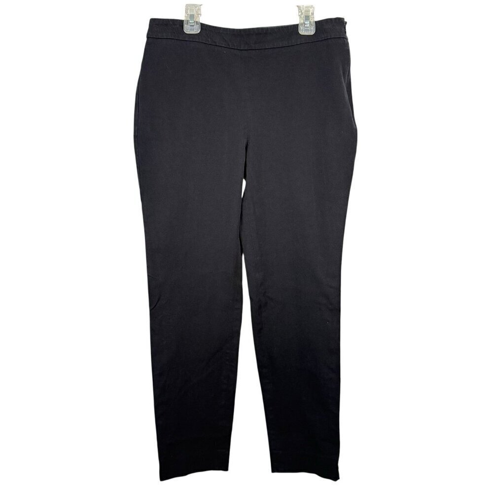 Talbots Chatham Ankle Pants Size 6 Black Side Zip Faux Back Pockets